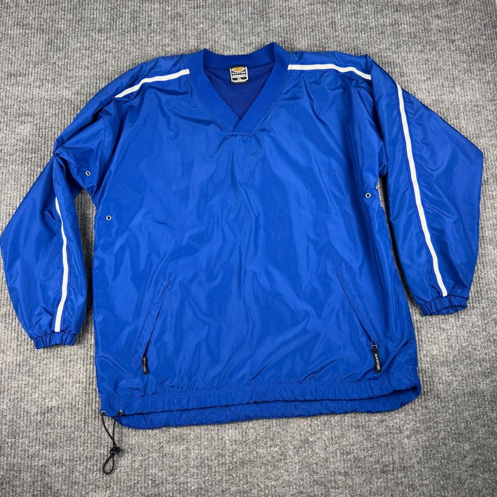 Vtg Y2K Easton Baseball Windbreaker Mens XL Blue Pullover V Neck Coach Jacket